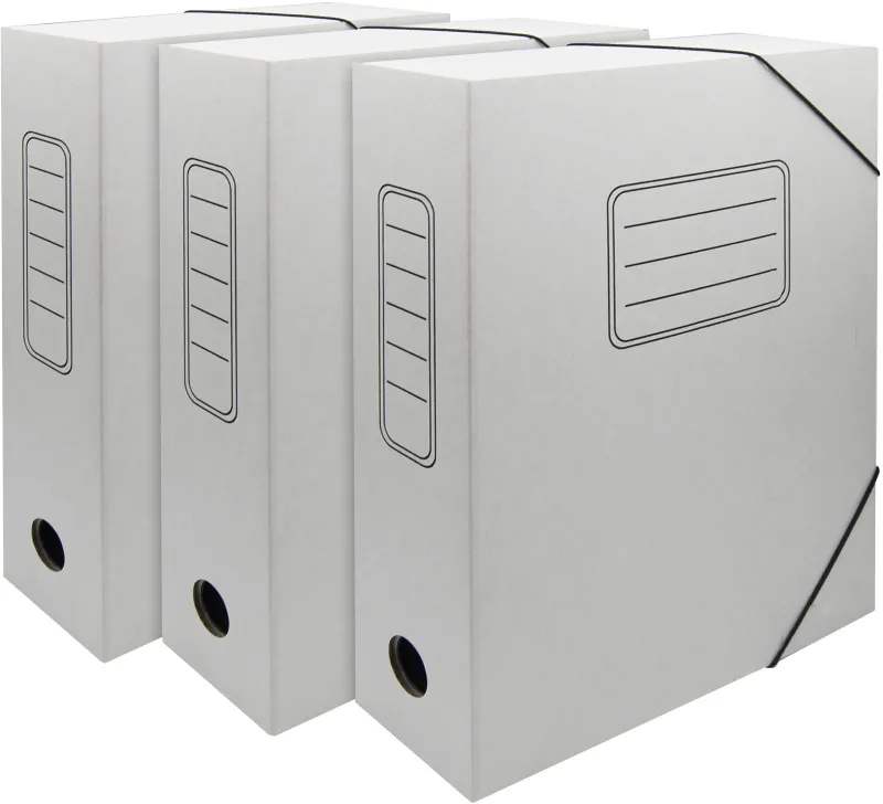 Папка архивная на резинке Silwerhof микрогофрокартон корешок 75мм белый (упак.:3шт)