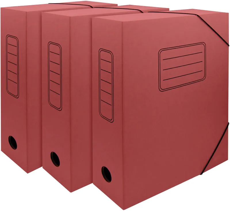 Папка архивная на резинке Silwerhof микрогофрокартон корешок 75мм красный (упак.:3шт)