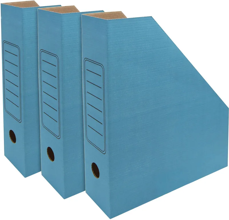 Лоток вертикальный Silwerhof микрогофрокартон корешок 75мм A4 синий (упак.:3шт)