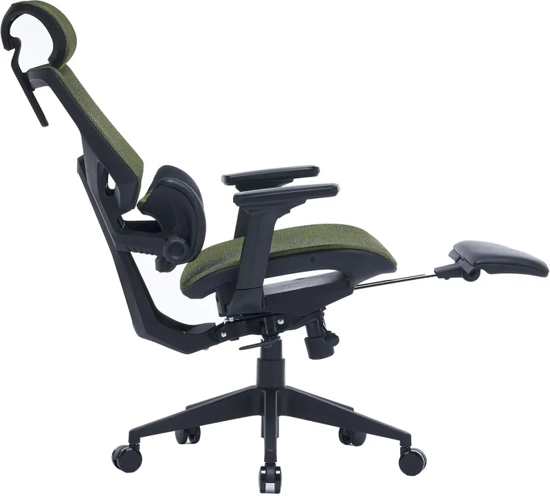 Кресло Cactus CS-CHR-MC01-LGN салатовый сет./эко.кожа с подголов. крестов. пластик подст.для ног