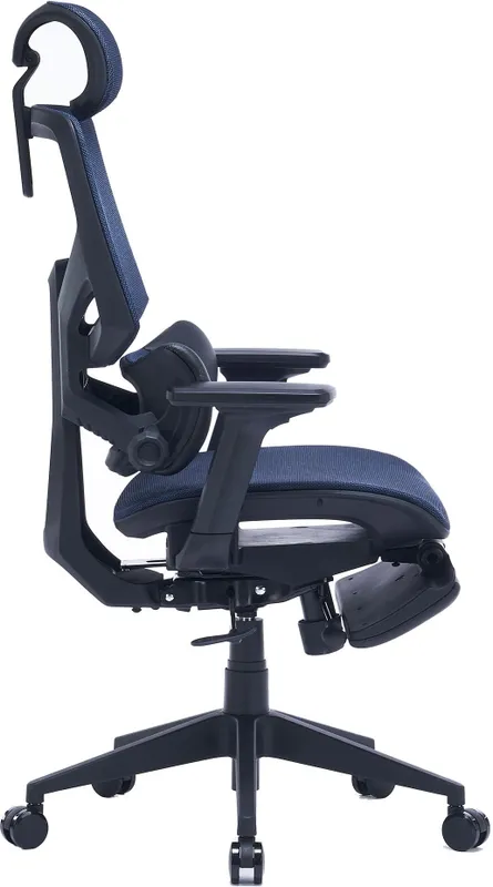 Кресло Cactus CS-CHR-MC01-BL синий сет./эко.кожа с подголов. крестов. пластик подст.для ног