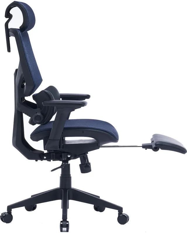 Кресло Cactus CS-CHR-MC01-BL синий сет./эко.кожа с подголов. крестов. пластик подст.для ног
