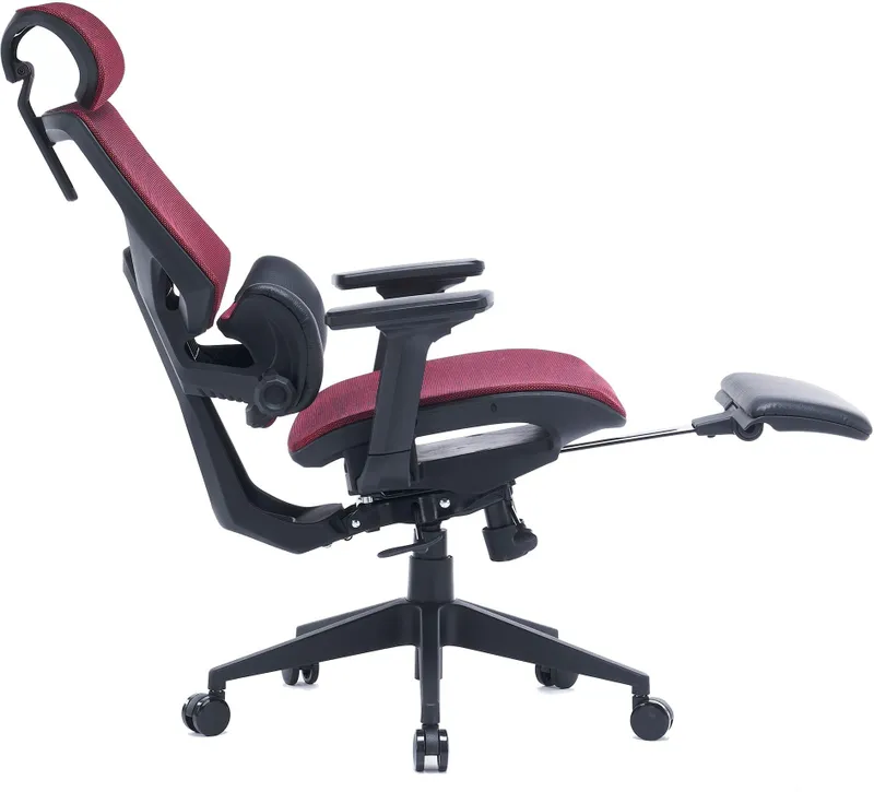 Кресло Cactus CS-CHR-MC01-RD красный сет./эко.кожа с подголов. крестов. пластик подст.для ног