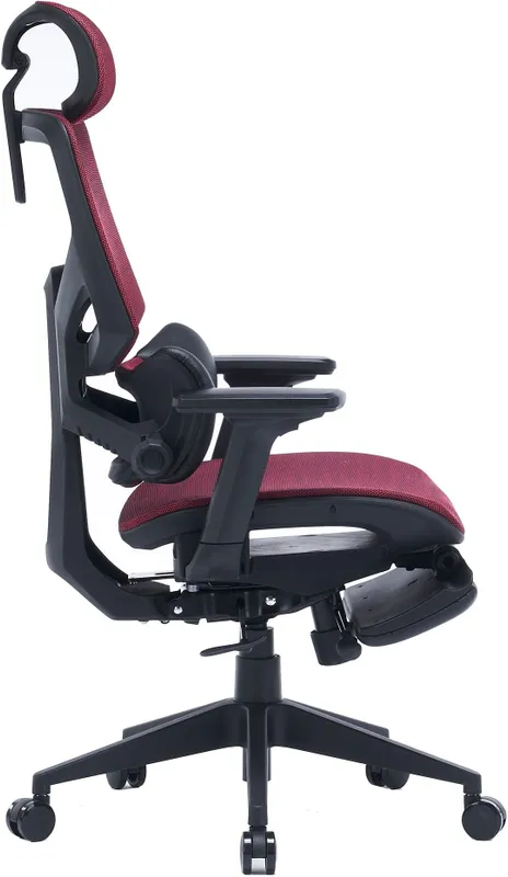 Кресло Cactus CS-CHR-MC01-RD красный сет./эко.кожа с подголов. крестов. пластик подст.для ног