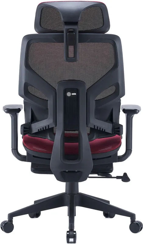 Кресло Cactus CS-CHR-MC01-RD красный сет./эко.кожа с подголов. крестов. пластик подст.для ног