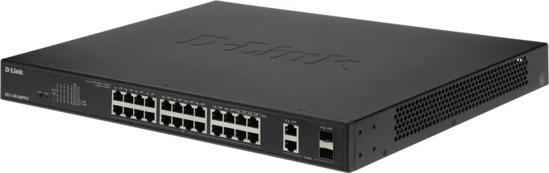 Коммутатор D-Link DGS-1100-26MPPV2/A3A (L2) 24x1Гбит/с 2xКомбо(1000BASE-T/SFP) 2SFP 24PoE 90W управляемый