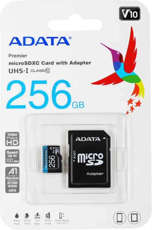 Флеш карта microSDXC 256GB A-Data AUSDX256GUICL10A1-RA1 Premier Pro + adapter