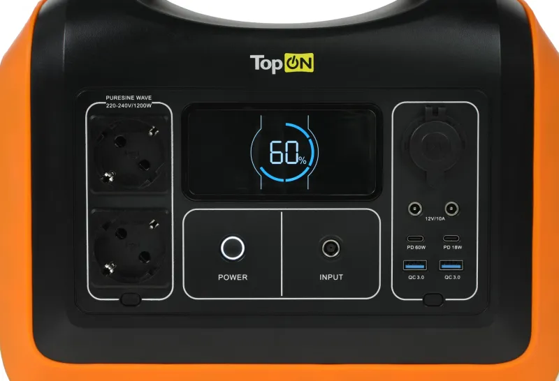 Электростанция портативная TopON TOP-X1200 310000mAh 10A QC3.0/PD3.0 4xUSB черный/оранжевый (103258)