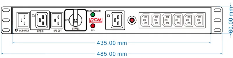 Распределитель питания Powercom MBS1607-1C19-6C13 4*Schuko+1*C19, 16A, 1ph (1919945)