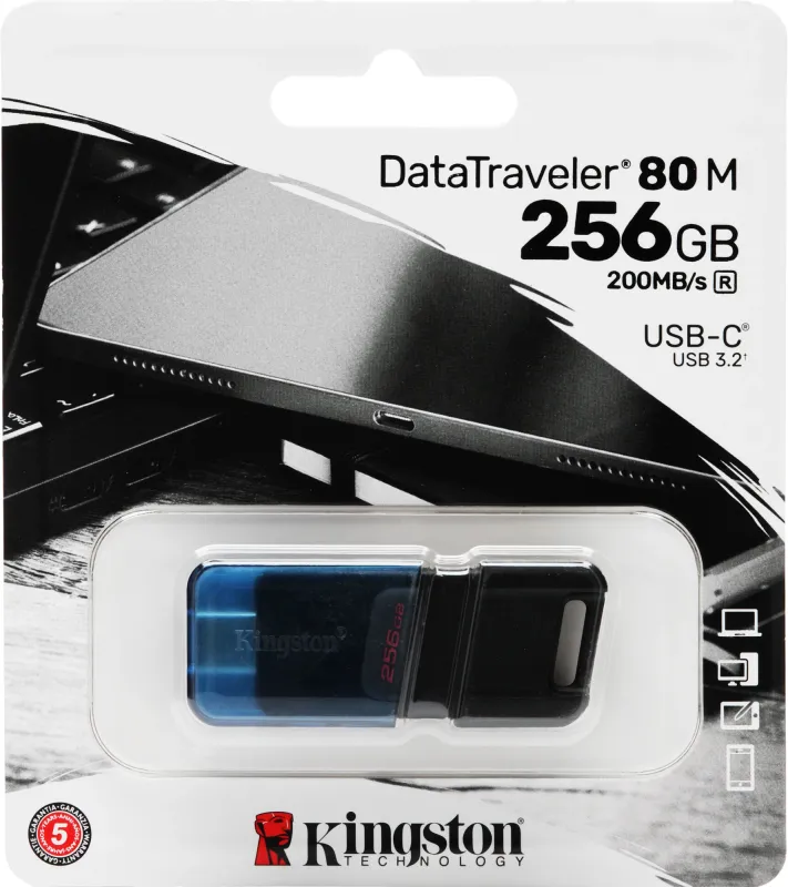 Флеш Диск Kingston 256Gb DataTraveler 80 M Type-C DT80M/256GB USB3.2 черный