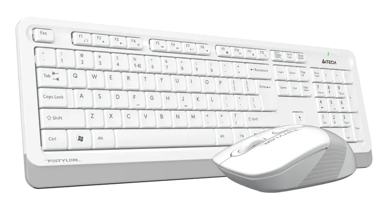 Клавиатура + мышь A4Tech Fstyler FG1010S клав:белый/серый мышь:белый/серый USB беспроводная Multimedia (FG1010S WHITE)
