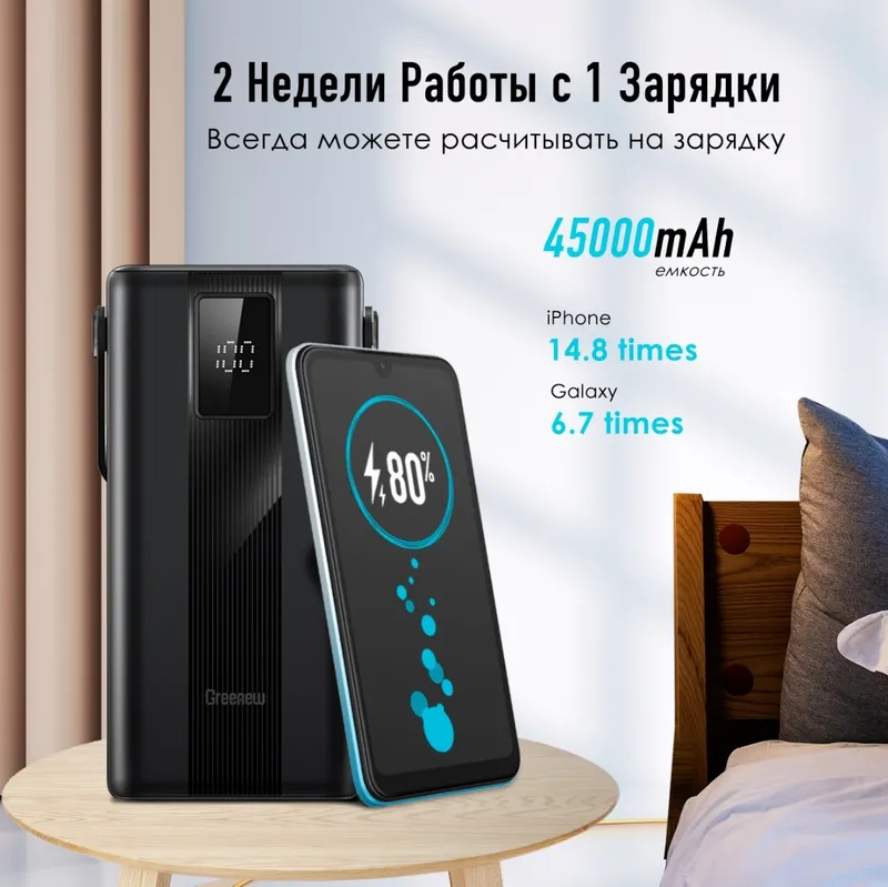 Мобильный аккумулятор Itel Maxpower 450PF 45000mAh 2.1A черный