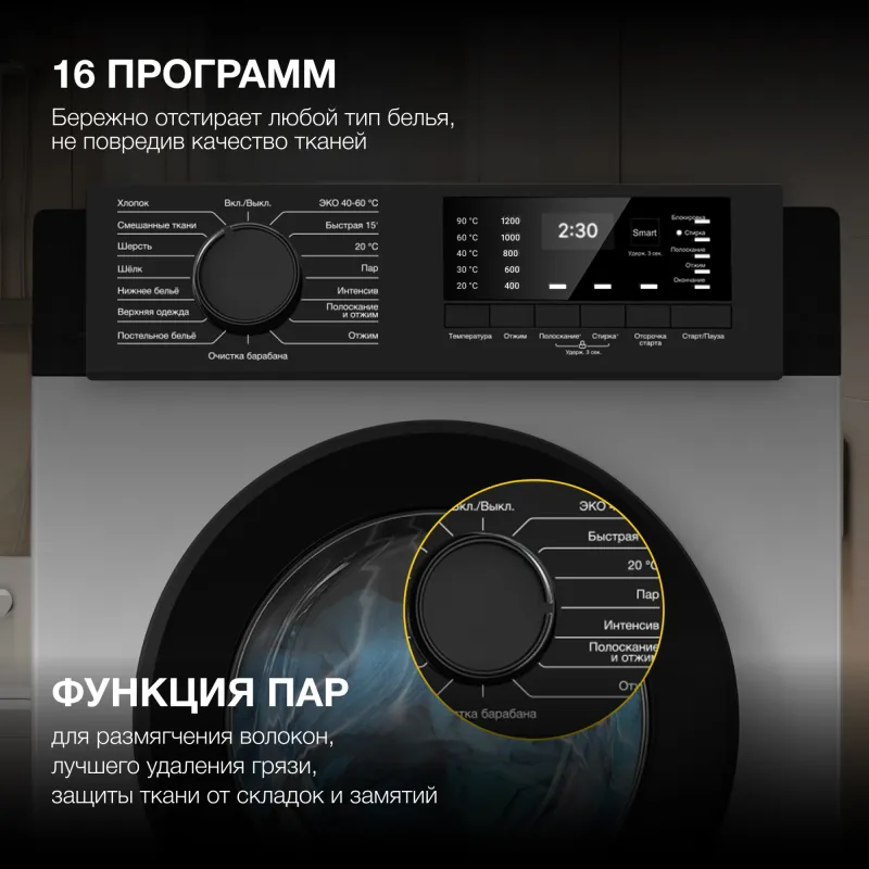 Стиральная машина Hyundai WME6009 класс: A++ загр.фронтальная макс.:6кг белый