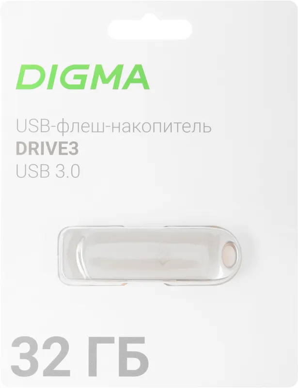 Флеш Диск Digma 32Gb DRIVE3 DGFUM032A30SR USB3.0 серебристый