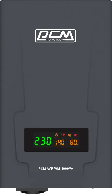 Стабилизатор напряжения Powercom WM-1000VA 800Вт 1000ВА графитовый