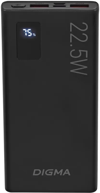 Мобильный аккумулятор Digma DGPF10A 10000mAh QC3.0/PD3.0 22.5W 5A 2xUSB-A/USB-C черный (DGPF10A22PBK)