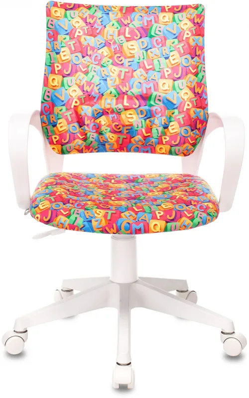 Кресло детское Бюрократ BUROKIDS 1 W мультиколор алфавит крестов. пластик пластик белый