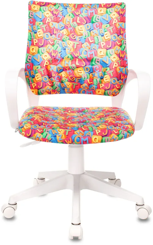 Кресло детское Бюрократ BUROKIDS 1 W мультиколор алфавит крестов. пластик пластик белый