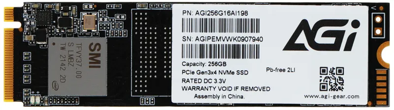 Накопитель SSD AGi PCIe 3.0 x4 256GB AGI256G16AI198 AI198 M.2 2280