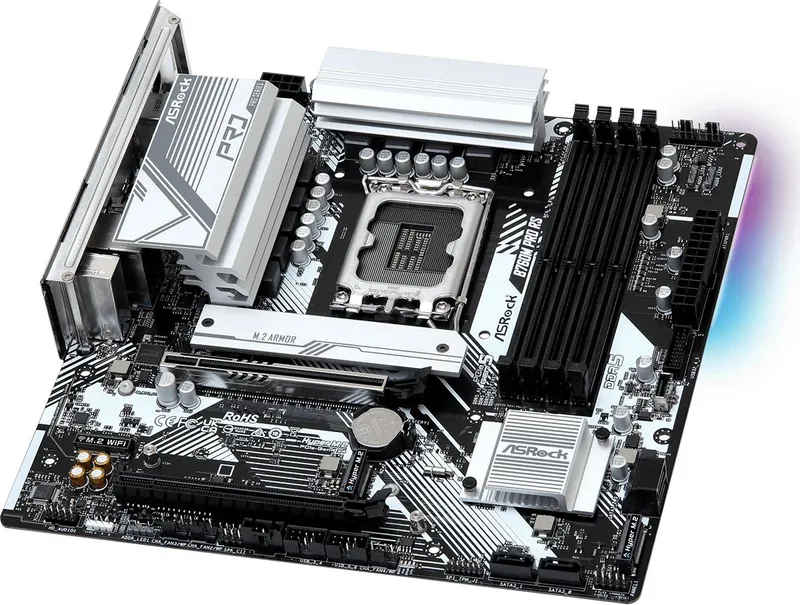 Материнская плата ASROCK B760M PRO RS, LGA1700, B760, 4*DDR5, DP+HDMI, 4xSATA3 6.0 (RAID), M.2 Socket, 4xUSB 3.2, 2xUSB 2.0, mATX; 90-MXBLH0-A0UAYZ