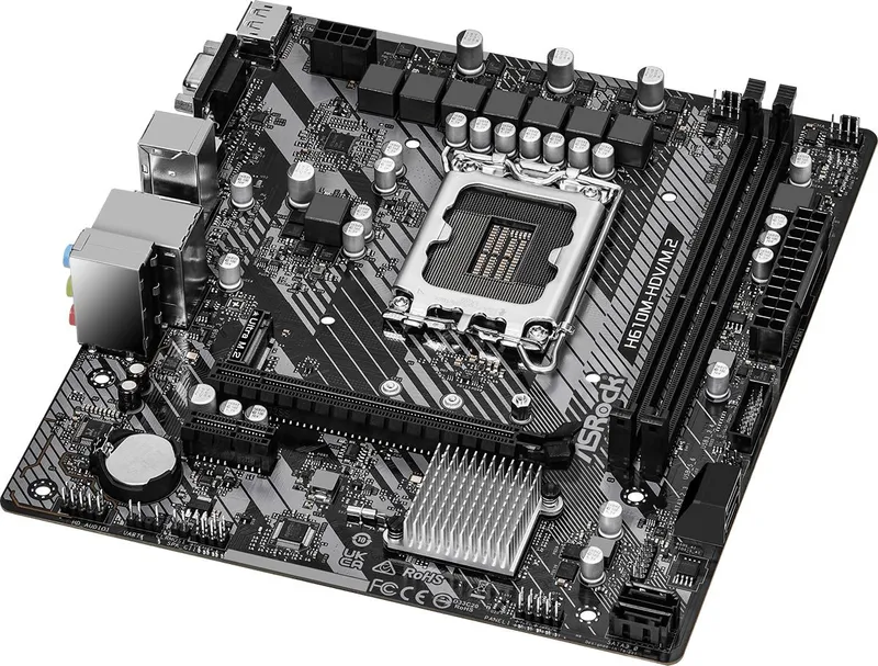 Материнская плата ASROCK H610M-HDV/M.2 R2.0, LGA1700, H610, 2*DDR4, DP+D-Sub+HDMI, 4xSATA3 6.0, M.2 Socket, USB 3.2, USB 2.0, mATX