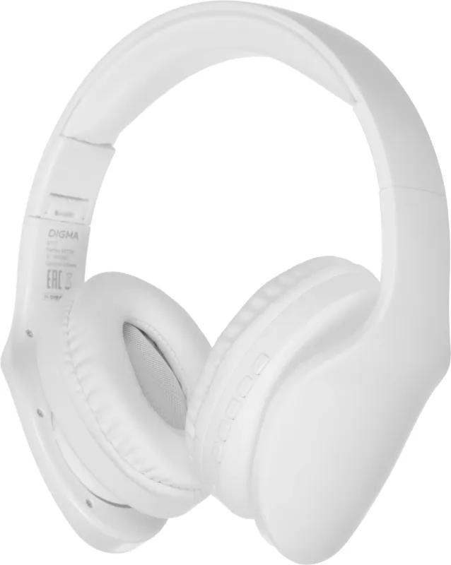 Гарнитура накладные Digma BT-17 белый беспроводные bluetooth оголовье (BT17W)