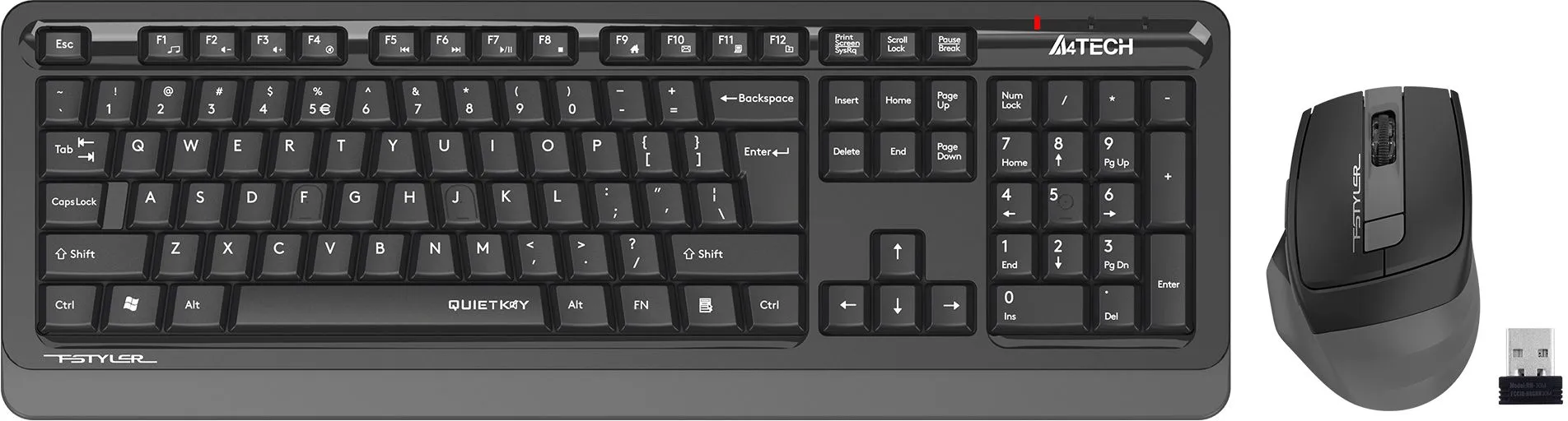 Клавиатура + мышь A4Tech Fstyler FGS1035Q клав:черный/серый мышь:черный/серый USB беспроводная Multimedia (FGS1035Q GREY)