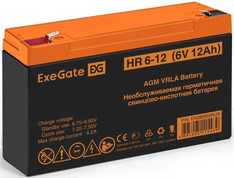 Батарея для ИБП Exegate EX282955 6В 12Ач (EX282955RUS)