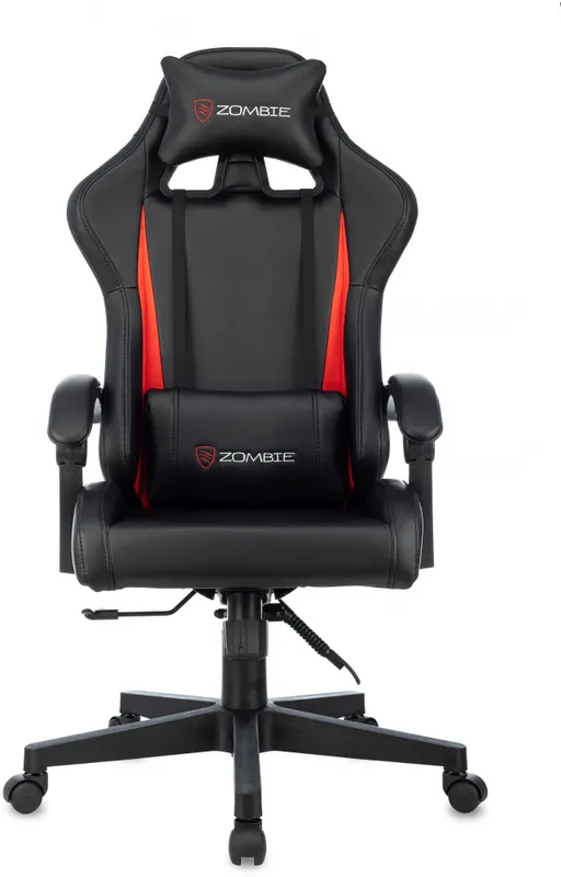 Кресло игровое Zombie GAME TETRA черный/красный эко.кожа крестов. пластик