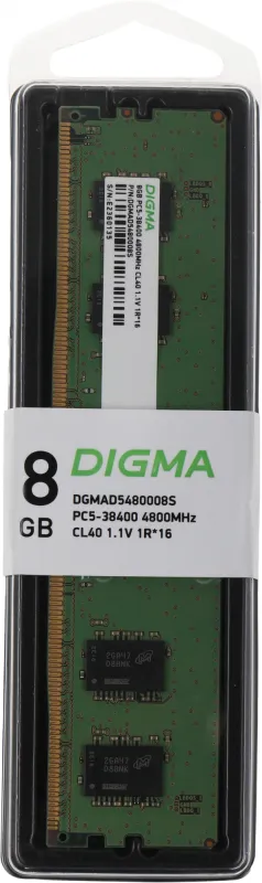 Память DDR5 8Gb 4800MHz Digma DGMAD5480008S RTL PC5-38400 CL40 DIMM 288-pin 1.1В single rank Ret