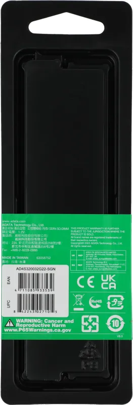 Память DDR4 32Gb 3200MHz A-Data AD4S320032G22-SGN RTL PC4-25600 CL22 SO-DIMM 260-pin 1.2В single rank Ret