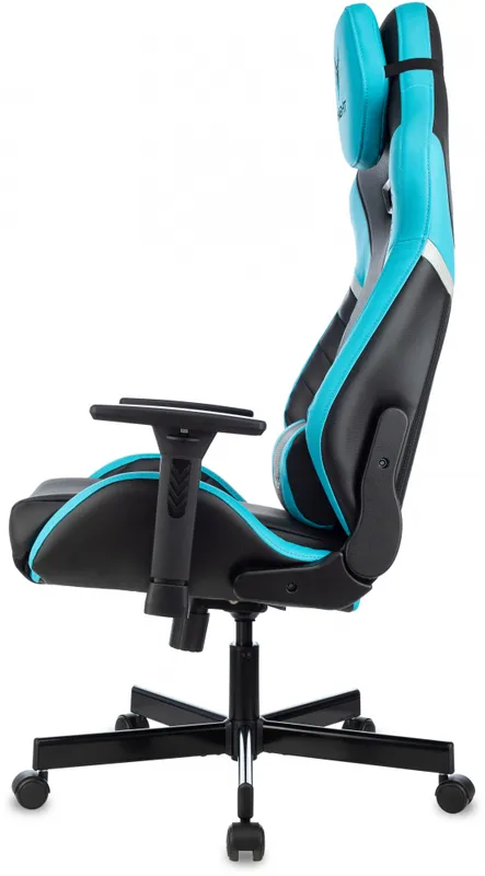 Кресло игровое Knight Thunder 5X черный/голубой эко.кожа крестов. металл