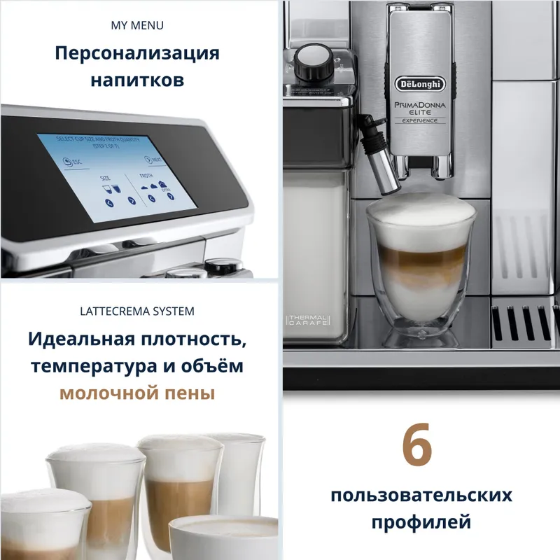 Кофемашина Delonghi PrimaDonna Elite Experience ECAM650.85.MS 1450Вт серебристый/черный