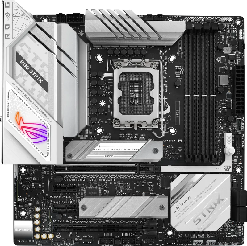 Материнская плата ASUS ROG STRIX B760-G GAMING WIFI,  LGA1700, B760, 4*DDR5, HDMI+DP, 4xSATA3 + RAID, M2, Audio, Gb LAN, USB 3.2, USB 2.0, ATX; 90MB1EQ0-M0EAY0