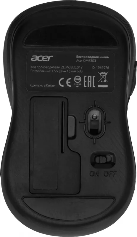Мышь Acer OMR303 черный оптическая (1600dpi) беспроводная USB (6but)