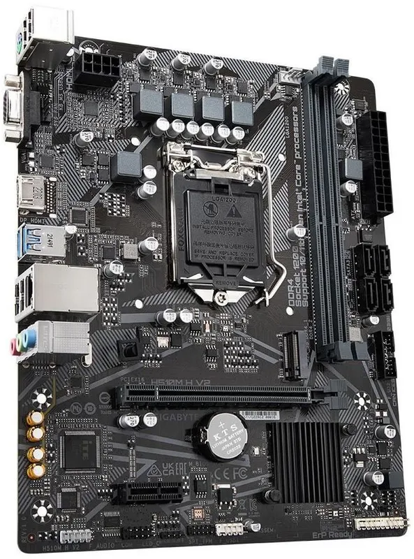 GIGABYTE H510M H V2, LGA1200, H470, 2*DDR4, D-Sub+HDMI,  4 SATA 6 Гб/с, M2, Audio, Gb LAN, USB 3.2, USB 2.0, Type-C, COM*1 header, mATX