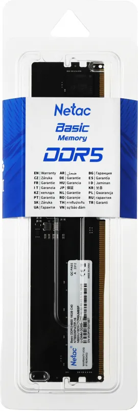 Оперативная память Netac Basic DIMM 16GB DDR5-4800 (PC5-38400) C40 40-40-40-77 1.1V Memory module