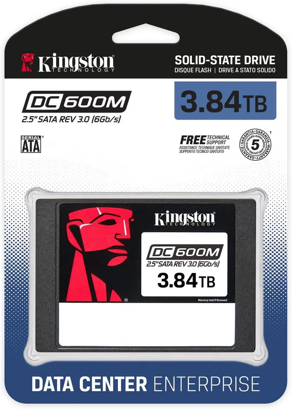 Твердотельный накопитель Kingston Enterprise SSD 3,84TB DC600M 2.5" SATA 3 R560/W530MB/s 3D TLC MTBF 2M 94 000/59 000 IOPS 7008TBW (Mixed-Use) 3 years