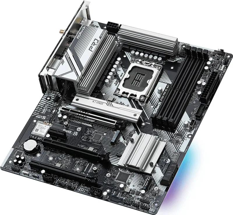 Материнская плата ASROCK B760 PRO RS WIFI, LGA1700, B760, 4*DDR5, HDMI+DP, 4xSATA3 6.0 (RAID), M.2 Socket, USB 3.2, USB2.0, Type-C, ATX