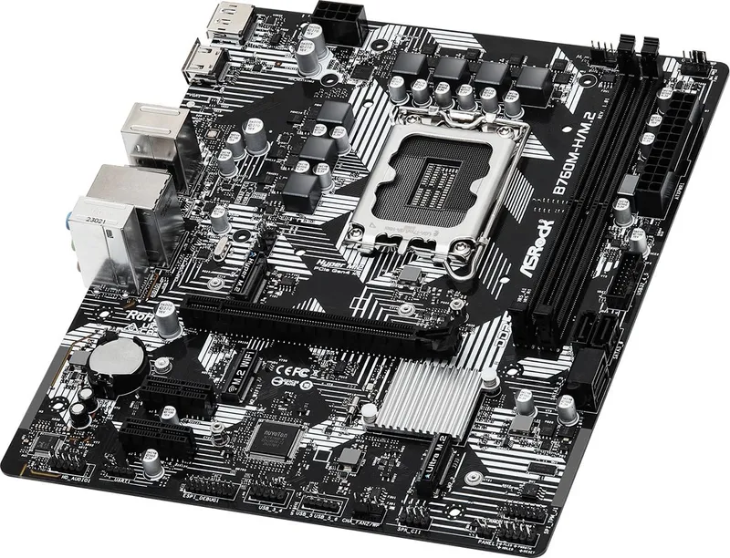 Материнская плата ASROCK B760M-H/M.2, LGA1700, B760, 2*DDR5, DP+HDMI, 4xSATA3 6.0 (RAID), M.2 Socket, USB 3.2, USB 2.0, mATX; 90-MXBM40-A0UAYZ