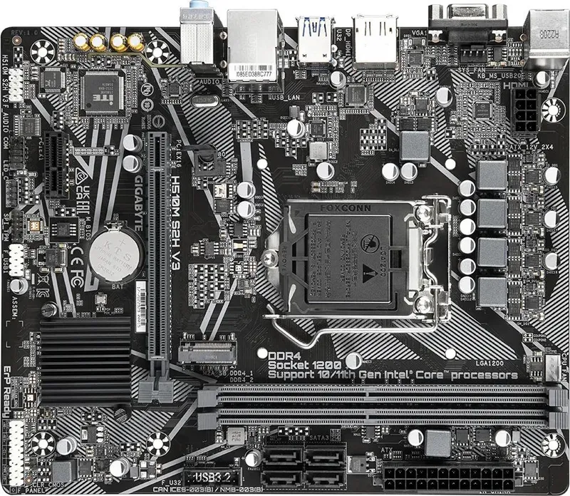 GIGABYTE H510M S2H V3, LGA1200, H470, 2*DDR4, DP+HDMI+D-Sub,  4 SATA 6 Гб/с, M2, Audio, Gb LAN, USB 3.2, USB 2.0,  mATX