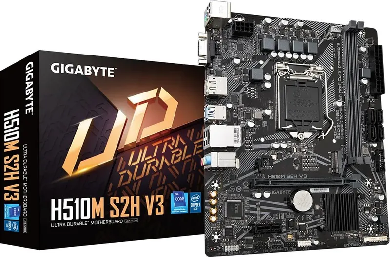 GIGABYTE H510M S2H V3, LGA1200, H470, 2*DDR4, DP+HDMI+D-Sub,  4 SATA 6 Гб/с, M2, Audio, Gb LAN, USB 3.2, USB 2.0,  mATX