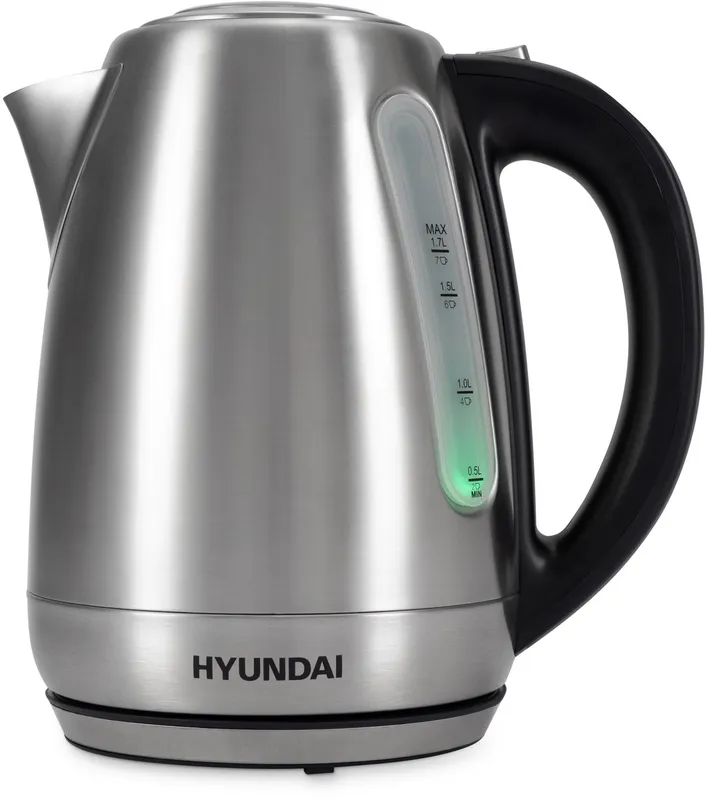Чайник электрический Hyundai HYK-S8408 1.7л. 2200Вт серебристый матовый/черный (корпус: нержавеющая сталь)