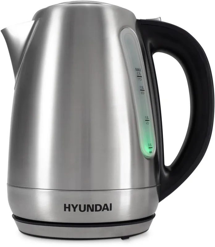 Чайник электрический Hyundai HYK-S8408 1.7л. 2200Вт серебристый матовый/черный (корпус: нержавеющая сталь)
