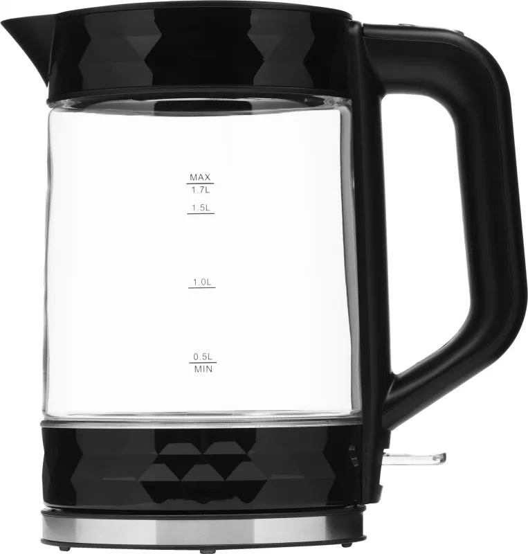 Чайник электрический Vitek VT-8809 1.7л. 2200Вт черный корпус: стекло/пластик