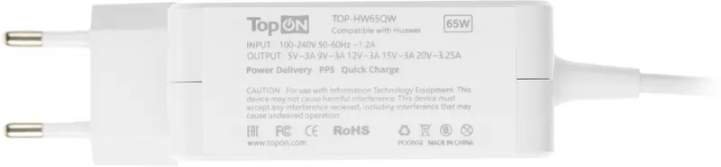 Адаптер TopON TOP-HW65QW автоматический 65W 5V-20V 3.25A от бытовой электросети