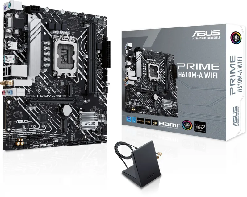 Материнская плата ASUS PRIME H610M-A WIFI, LGA1700, B610, 2*DDR5, HDMI+DP+VGA, SATA 6.0, M.2, USB 3.2*2, USB 2.0*2,  mATX; 90MB1G00-M0EAY0