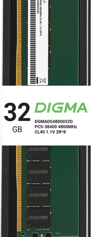 Память DDR5 32GB 4800MHz Digma DGMAD54800032D RTL PC5-38400 CL40 DIMM 288-pin 1.1В dual rank Ret