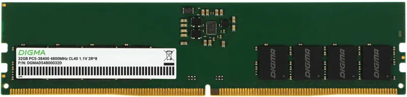 Память DDR5 32GB 4800MHz Digma DGMAD54800032D RTL PC5-38400 CL40 DIMM 288-pin 1.1В dual rank Ret