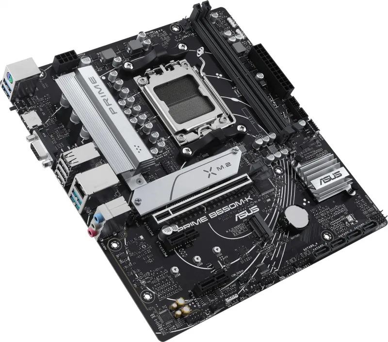 ASUS PRIME B650M-K, Socket AM5, B650, 2*DDR5, HDMI+VGA, 4xSATA 6+ RAID, 2xM2,  USB 3.2, USB 2.0, mATX; 90MB1F60-M0EAY0